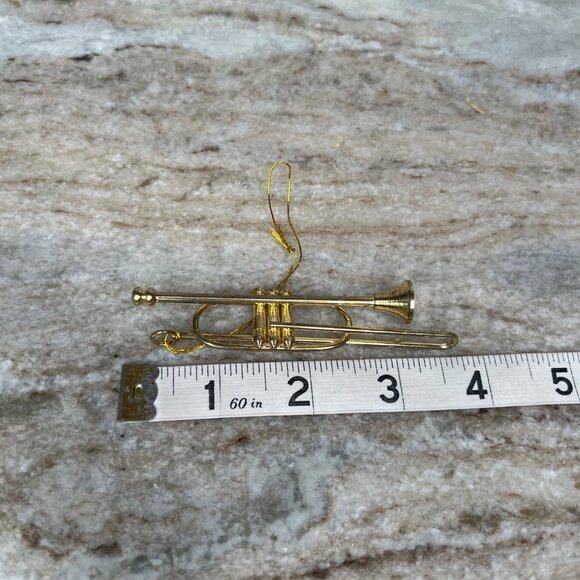 Vintage Set of 10 Metal Gold Toned Musical Instrument Christmas Ornaments - Picture 9 of 15